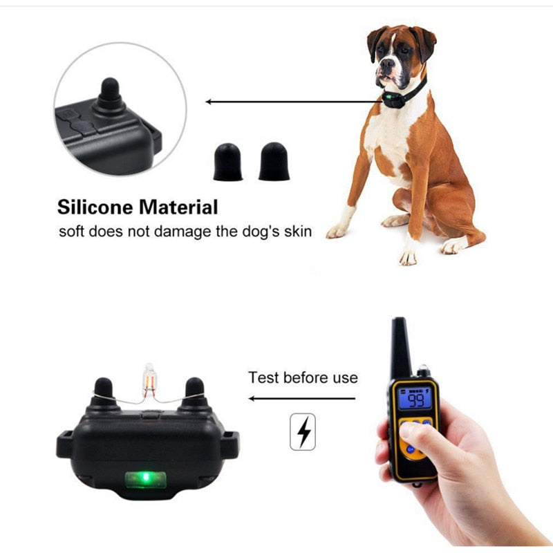 Electric Dog Training Collar Dog Anti Bark Waterproof Rechargeable Pet Remote Control For All Size Shock Vibration Sound