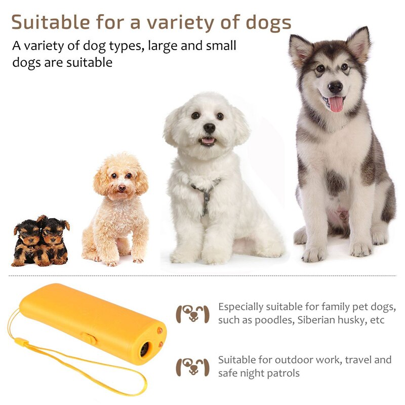 3 in 1 et  Dog Repeller Anti Barking Device Ultrasonic Dog Repeller Stop Bark Control Training Supplies With LED Flashlight