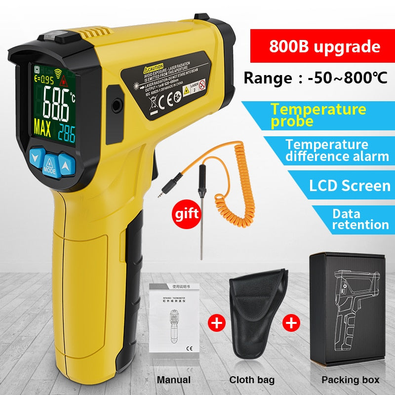 Infrared Thermometer Non-Contact Temperature Meter Gun Handheld Digital LCD Industrial Outdoor Laser Pyrometer IR Thermometer