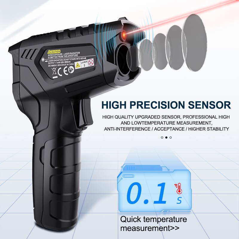 Mestek Infrared Thermometer Non-contact Temperature Meter Termometro Color LCD Screen IR02C Digital Thermometer With Humidity