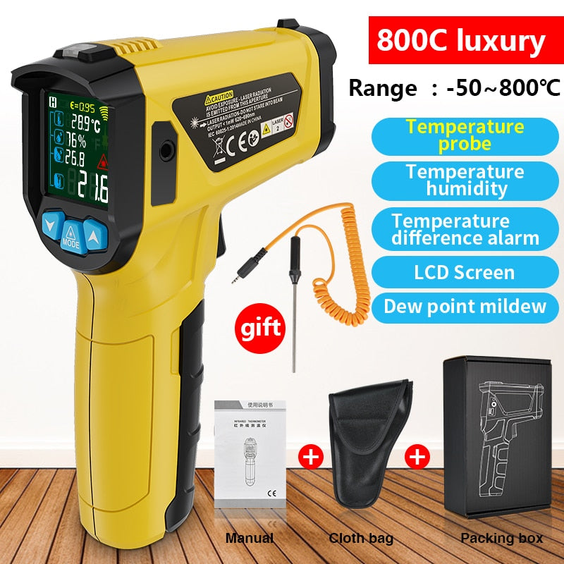 Infrared Thermometer Non-Contact Temperature Meter Gun Handheld Digital LCD Industrial Outdoor Laser Pyrometer IR Thermometer