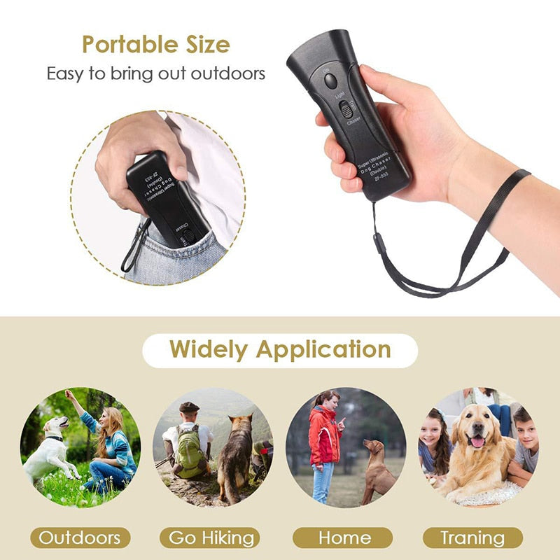 3 in 1 Pet Dog Repeller Whistle Anti Barking Stop Bark Training Device Trainer LED Ultrasonic Anti Barking Without Battery